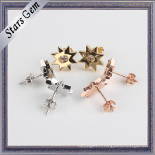 Мода 925 серебряных позолоченных звезд форме серьги ювелирные изделия